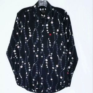 Men M Fratello Button Down Black Dress Shirt.